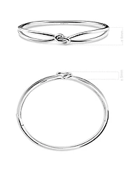 Devata Love Knot Bangle Bracelet in Rhodium Plated Sterling Silver, Size Medium