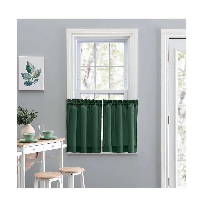 Ellis Stacey 1.5" Rod Pocket High Quality Fabric Solid Color Window Tailored Tier Pair 56"x45" Harvest