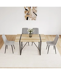 Maison Boucle 5-Piece Modern Dining Table Set, 55" Mid-Century Kitchen Table with Upholstered Chairs, Wood & Metal Dining Room Set for 4