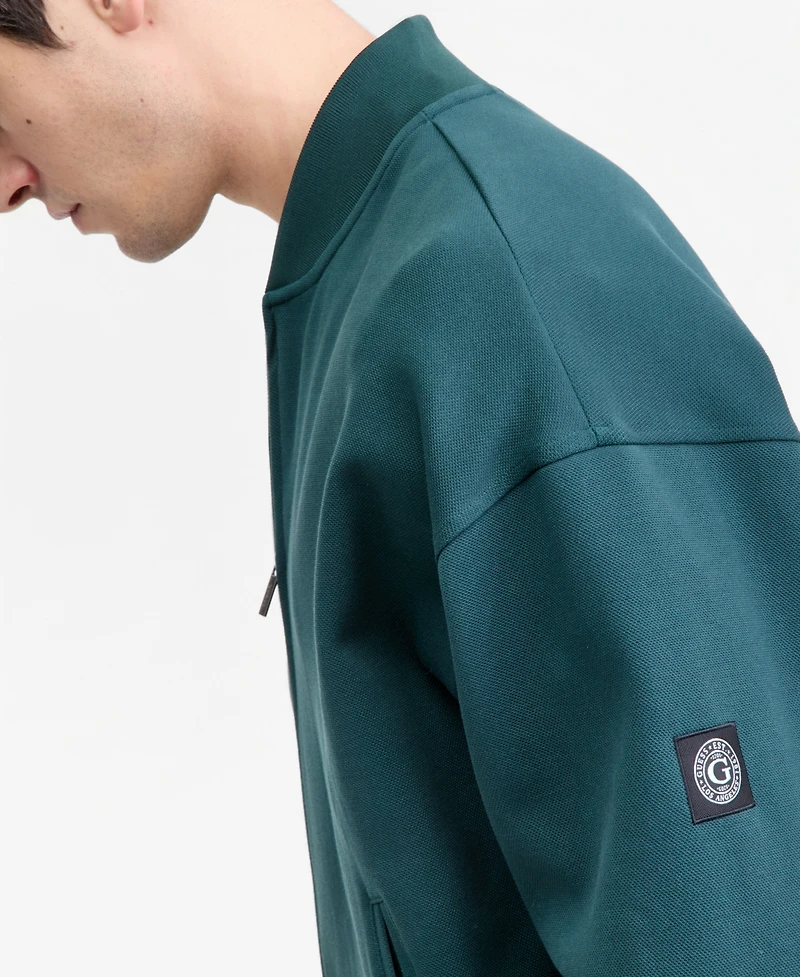 Guess Men's Logo Patch Bomber Sweatshirt