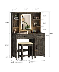 Vlsrka Vanity Makeup Desk with Mirror and Lights