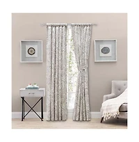 Ellis Shannon Printed Paisley Pattern on Cotton Fabric Tailored Pairs 3" Rod Pocket 100"x72" Natural