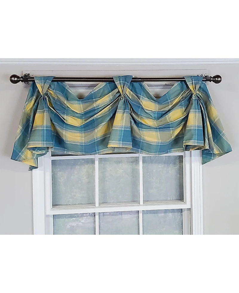 Rlf Home Duncaster 2-Scoop Celebration 100% Cotton with Fully Lined 3" Rod Pocket Valnance for Windows 45" x 18" Porcelain