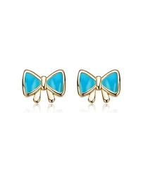 GiGiGirl 14K Gold Plated Bow Design Stud Earrings For Kids