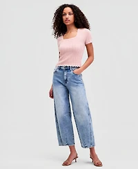 And Now This Women's Pointelle Short-Sleeve Sweater, Macy's Exclusive