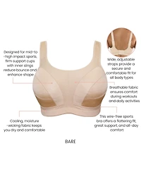 Parfait Women's 34H Sports Bra Wire-Free Unlined, Bare