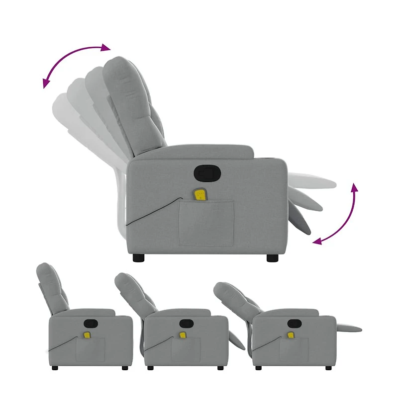 vidaXL Massage Recliner Chair Light Gray Fabric