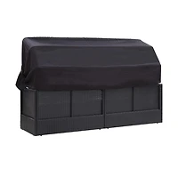 vidaXL Patio Sofa Bed with Canopy Poly Rattan Black