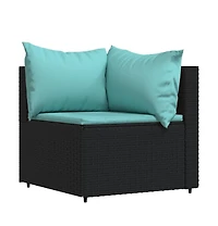 4 Piece Patio Lounge Set with Cushions Black Poly Rattan