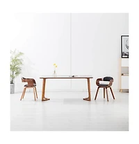 Dining Chair Dark Gray Fabric and Bentwood