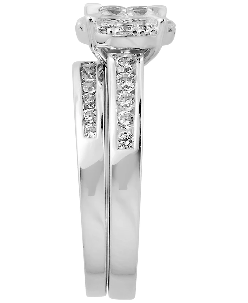 Macy's Diamond Halo 2-Pc. Bridal Set 1 ct. t.w.) in 14k White Gold
