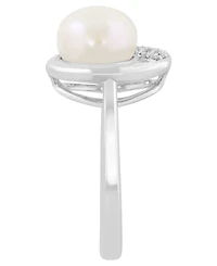 Effy Collection Freshwater Pearl (9mm) & White Diamond (1/10 ct. t.w.) Ring in Sterling Silver