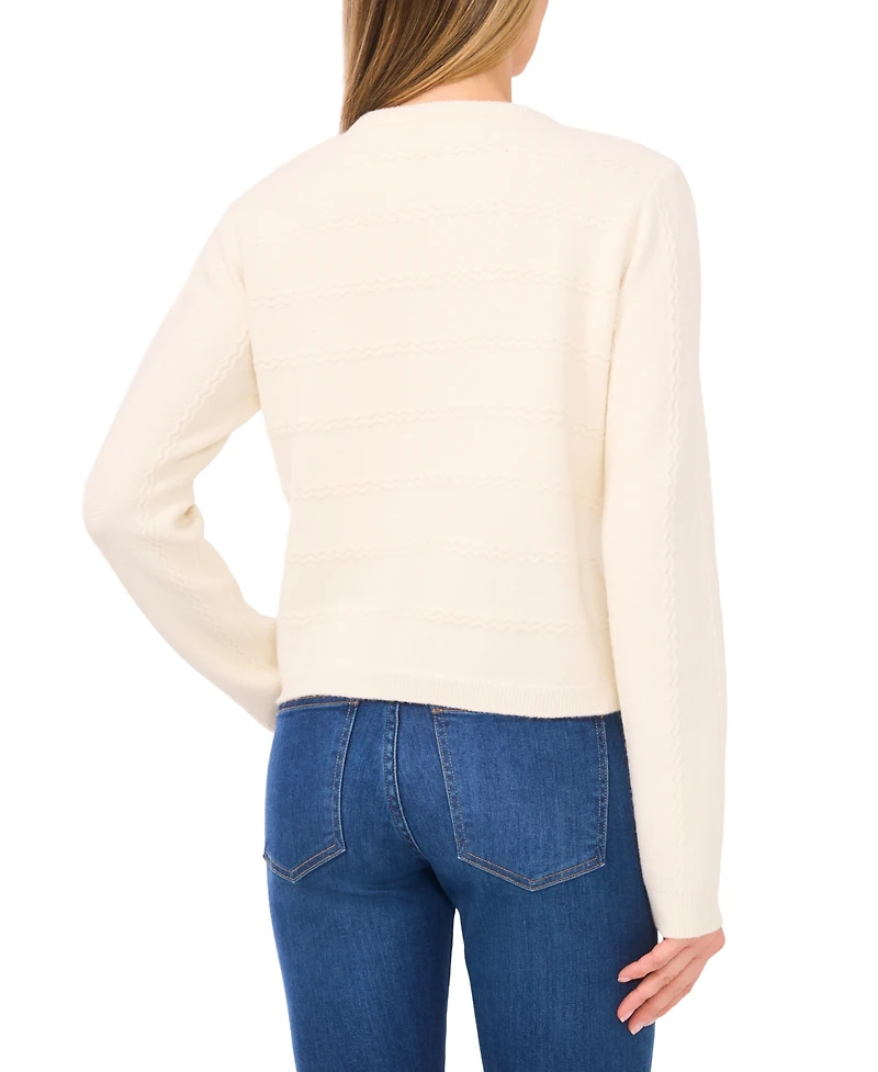 CeCe Women's Tie Scarf Long-Sleeve Cardigan Sweater