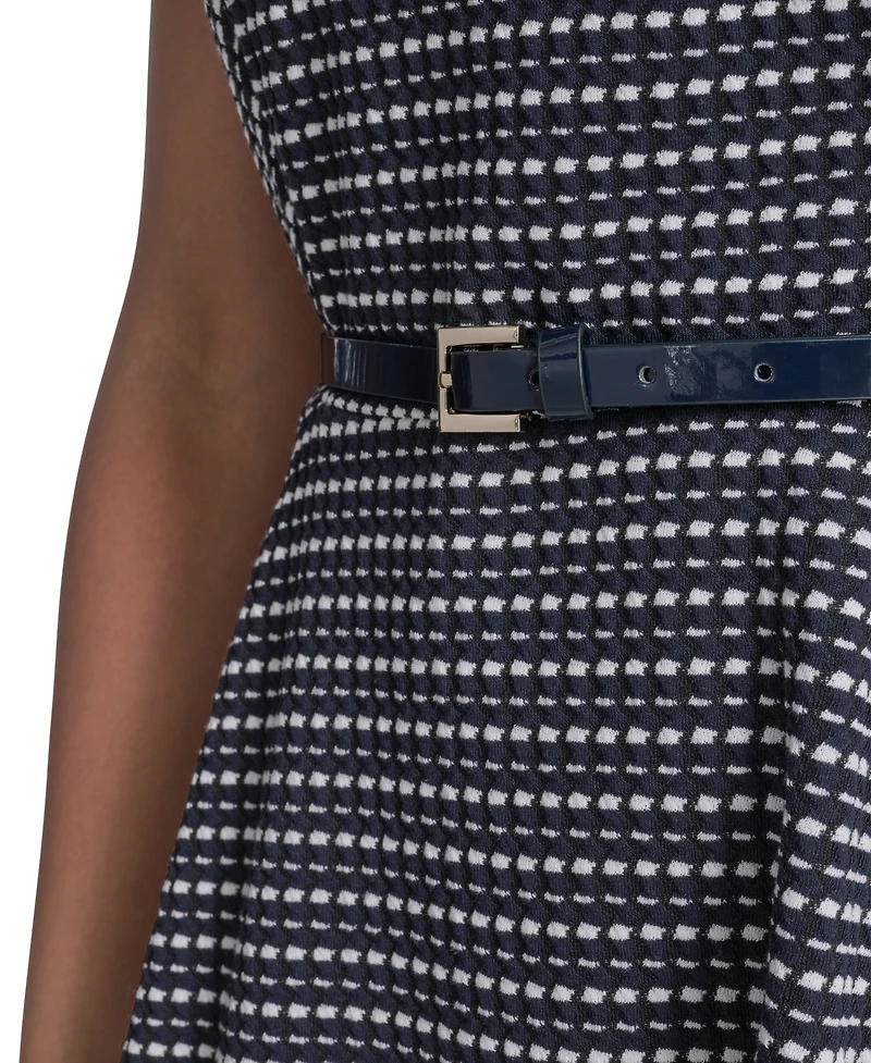 Tommy Hilfiger Women's Sleeveless Pick Stitch Knit Belted Midi Dress