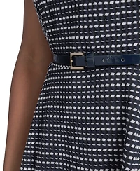 Tommy Hilfiger Women's Sleeveless Pick Stitch Knit Belted Midi Dress