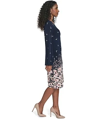 Tommy Hilfiger Women's Balloon-Sleeve Border Print Jersey Shift Dress