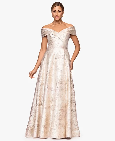 Xscape Women's Sweetheart Neck Off-The-Shoulder Long Dress