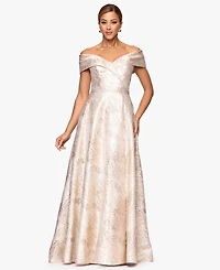 Xscape Women's Sweetheart Neck Off-The-Shoulder Long Dress