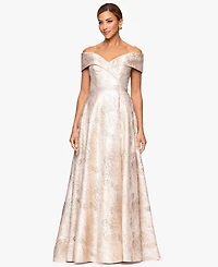 Xscape Women's Sweetheart Neck Off-The-Shoulder Long Dress