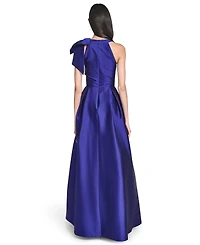 Eliza J Petite Bow-Trim Halter Ball Gown