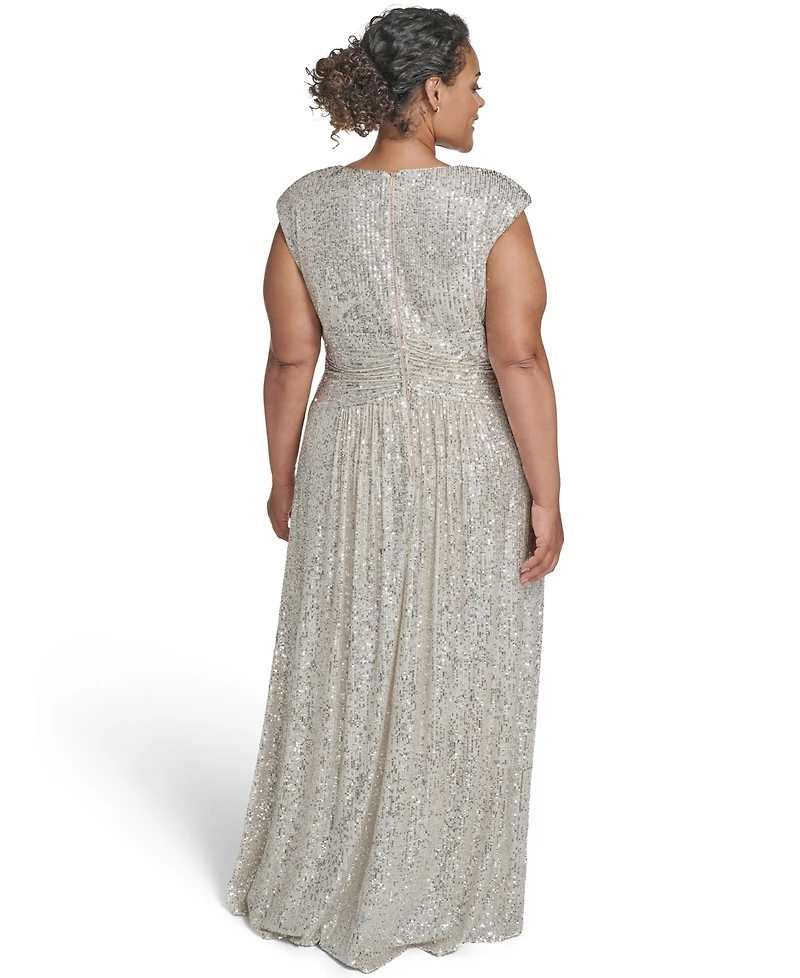Eliza J Plus Size Social-Sequin V-Neck Dress
