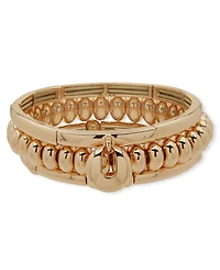 Anne Klein Gold-Tone 3-Row Puff Dome Stretch Bracelet