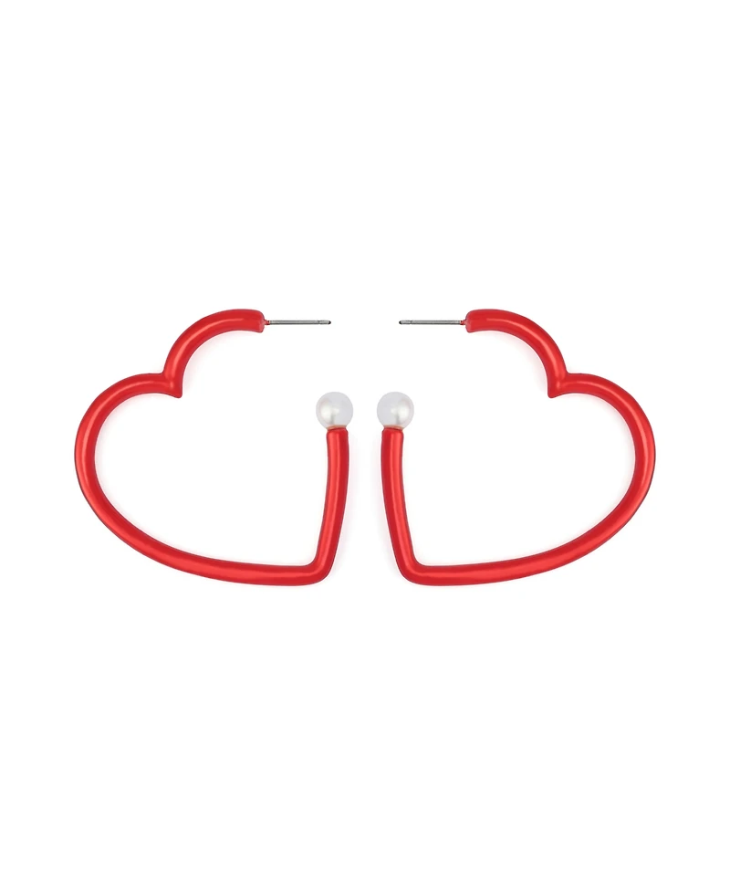 Betsey Johnson Faux Stone Love Spell Heart Hoop Earrings