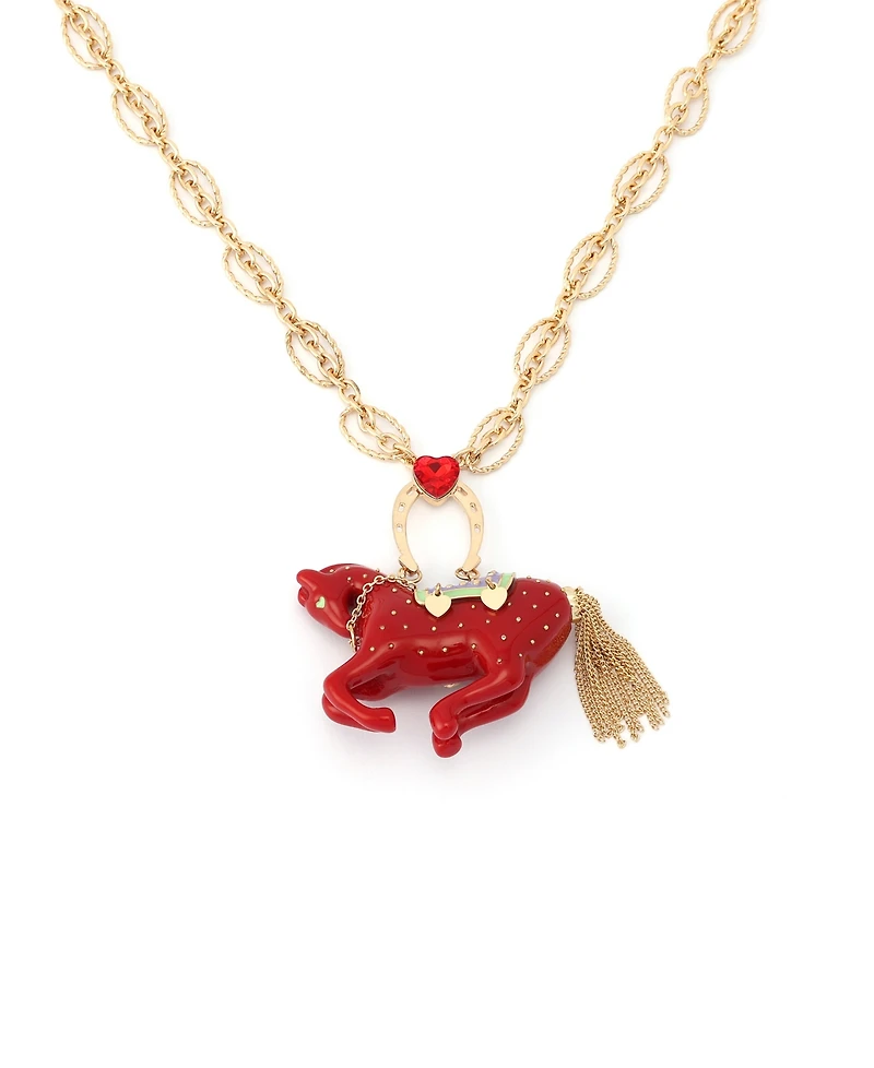 Betsey Johnson Faux Stone Horse Pendant Necklace
