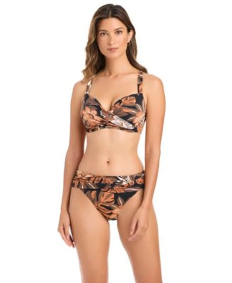 Bleu By Rod Beattie Womens Moddy Blooms Printed Swim Bra Bottoms