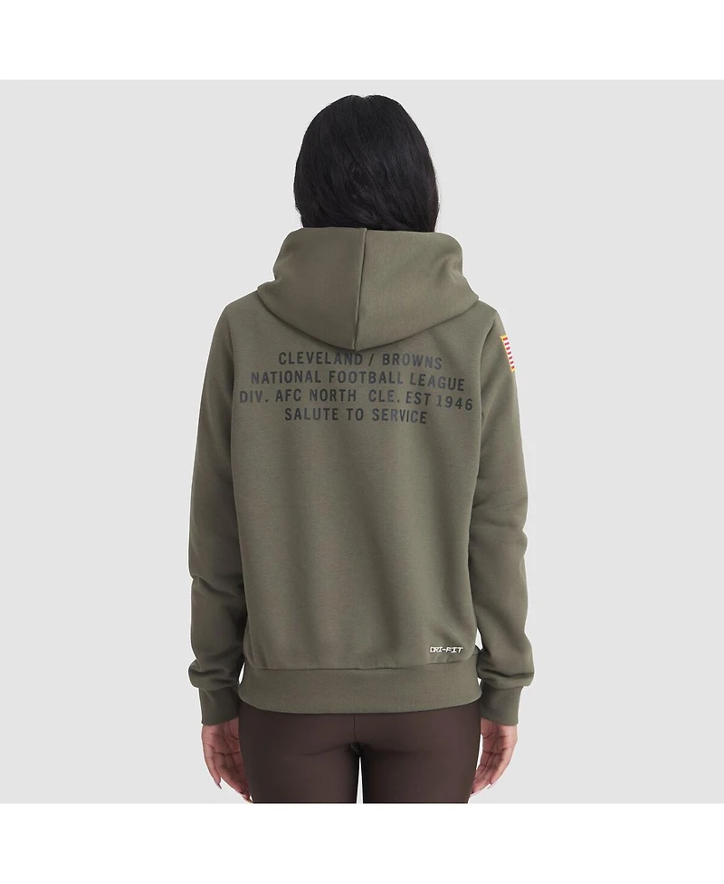 Nike Women's Olive Cleveland Browns 2025 Salute to Service Sideline Standard Issue Dri-fit Hoodie