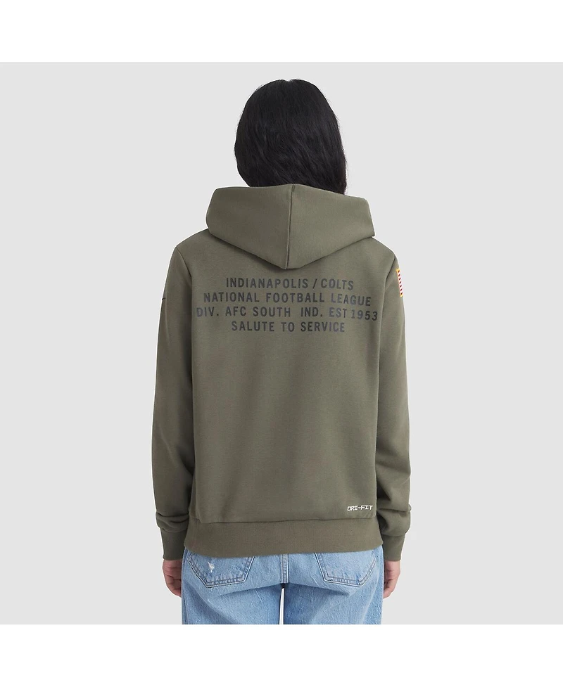 Nike Women's Olive Indianapolis Colts 2025 Salute to Service Sideline Standard Issue Dri-fit Hoodie