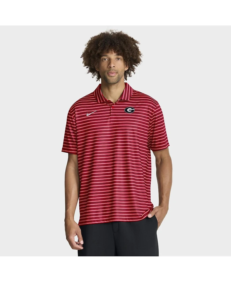 Nike Men's Red Georgia Bulldogs 2025 Coaches Premium Tour Stripe Dri-fit Polo Shirt