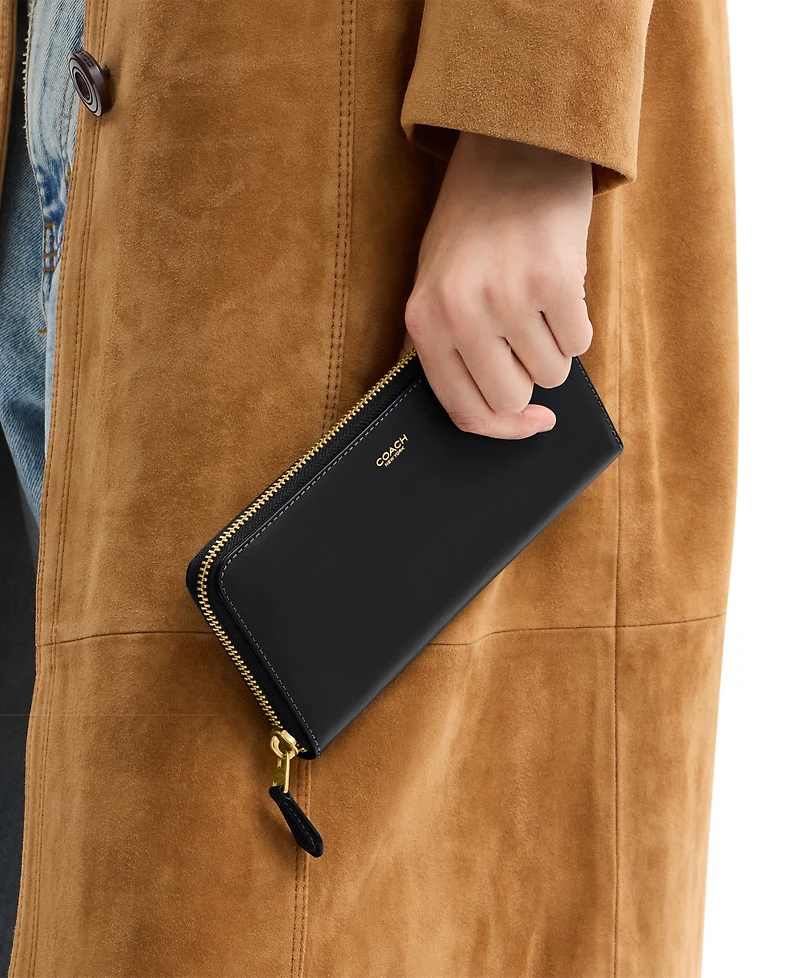 Coach New York Slim Accordion Leather Zip Wallet
