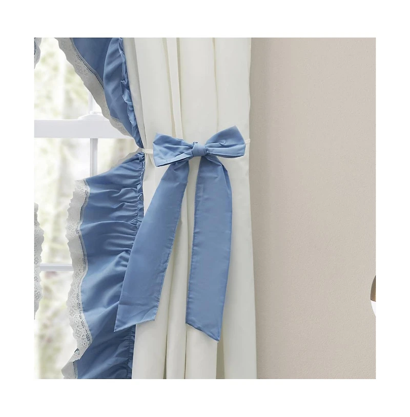 Ellis Curtain Madelyn Ruffled Victorian Priscillas 1.5" Rod Pocket Curtain Panel 100" x 84" Slate