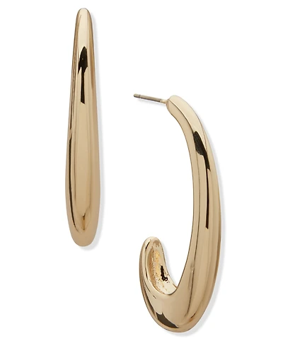 Dkny Gold-Tone Tapered Puffy C Hoop Earrings