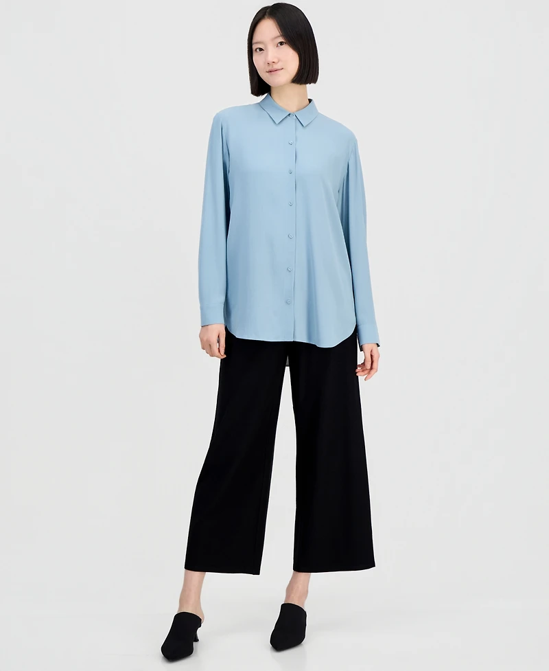 Eileen Fisher Women's Silk Classic-Collar Long Shirt
