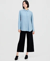 Eileen Fisher Women's Silk Classic-Collar Long Shirt