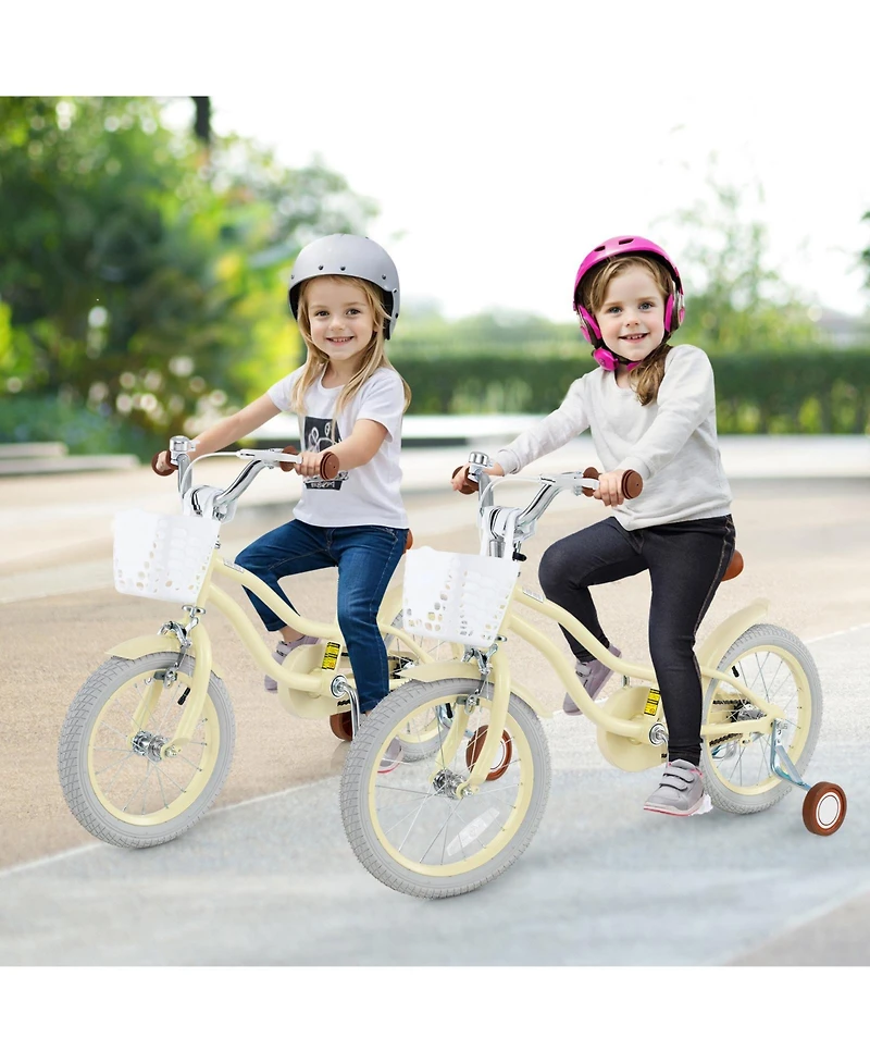 Sugift 18 Inch Kids Bike Adjustable with Training Wheels Ages 3-8 Years Olds-18 inches