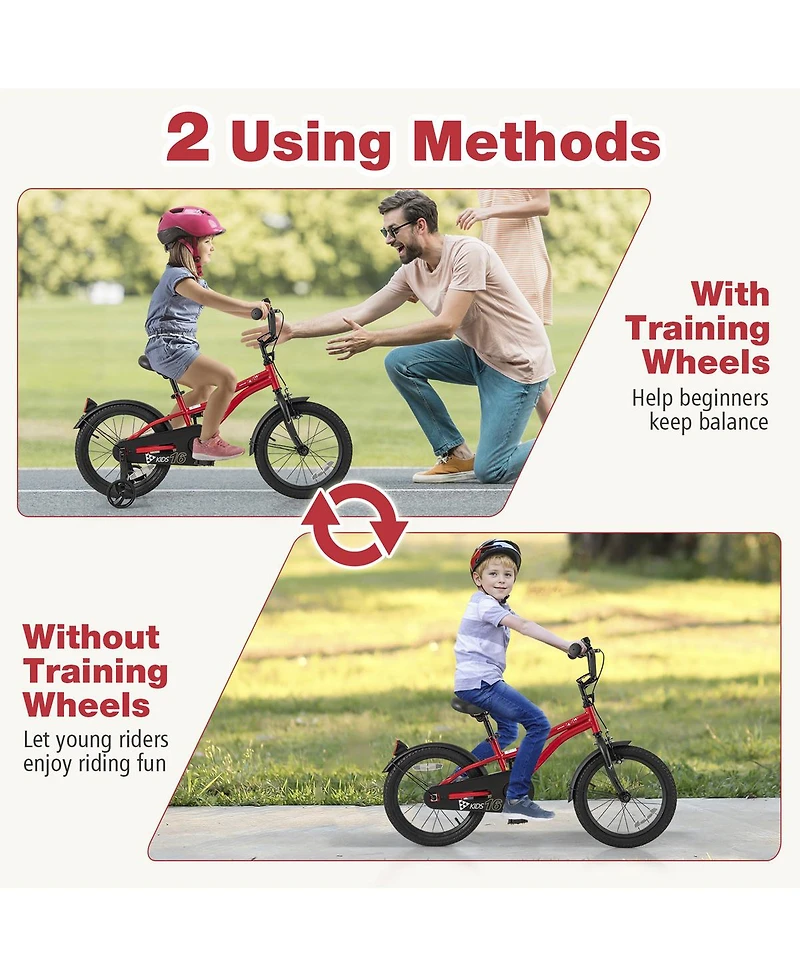 Sugift 12 Inch Kids Bike Adjustable Bicycle with Reflectors and Bell for 3-8 Years Old