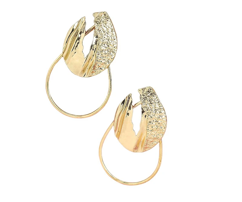 Sohi Women's Dented Drop Earrings