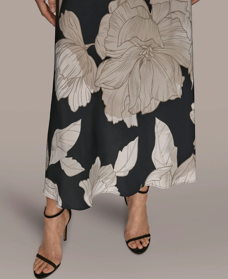 Donna Karan New York Women's Floral Print A-Line Long Dress