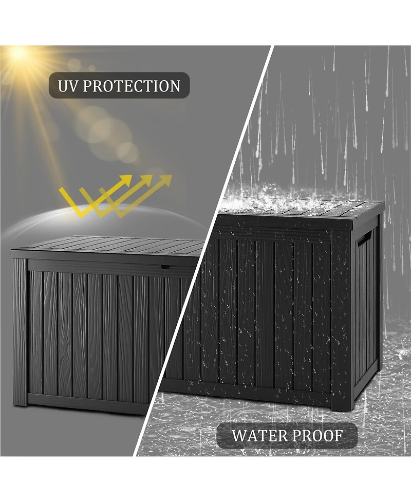 Patio Waterproof Resin Deck Box Lockable Outdoor Storage Garden Tools