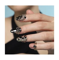 Sohi Women's The Corroded-Checks Nail Rings