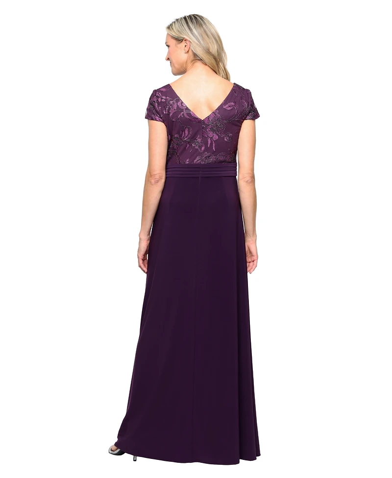 Alex Evenings Petite Scoop Neck Short-Sleeve Dress