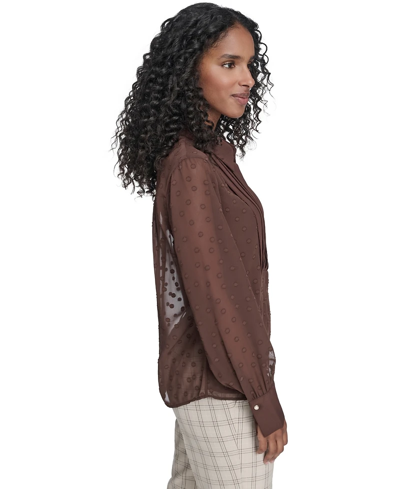 Tommy Hilfiger Women's Clip Dot Pleated Bib Top