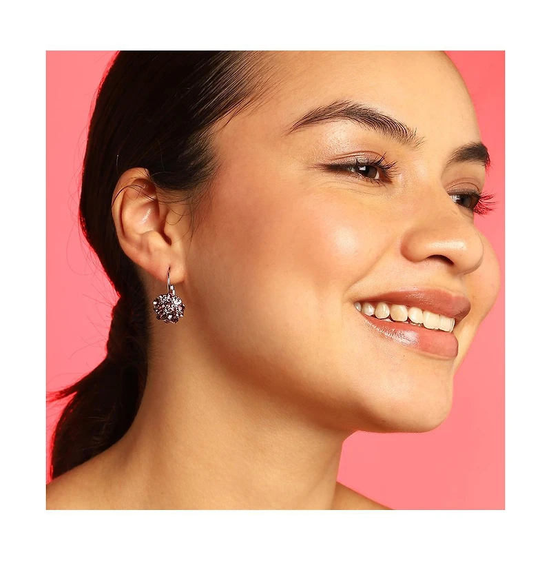 Sohi Stone Flower Hoop Earrings