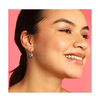 Sohi Stone Flower Hoop Earrings