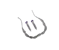 Sohi Women's Silver Embellished Twist Jewellery Set