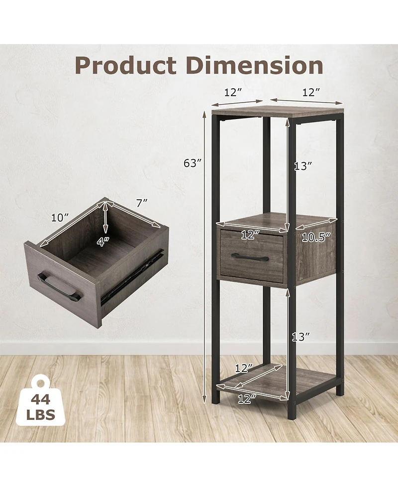 Sugift 2 Pack 3 Tier Tall Metal Plant Stand with Drawer and Display Shelf