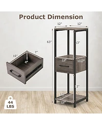 Sugift 2 Pack 3 Tier Tall Metal Plant Stand with Drawer and Display Shelf
